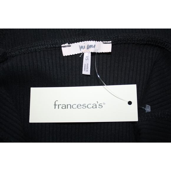 Francesca's Bodysuit One Piece Black XS Ribbed V-Neck Adjustable Straps NWT - Picture 3 of 5